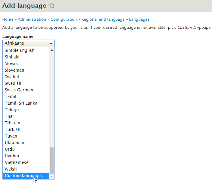 Webdrips Drupal 8 Demo Multilingual Language Module Add Language Screen