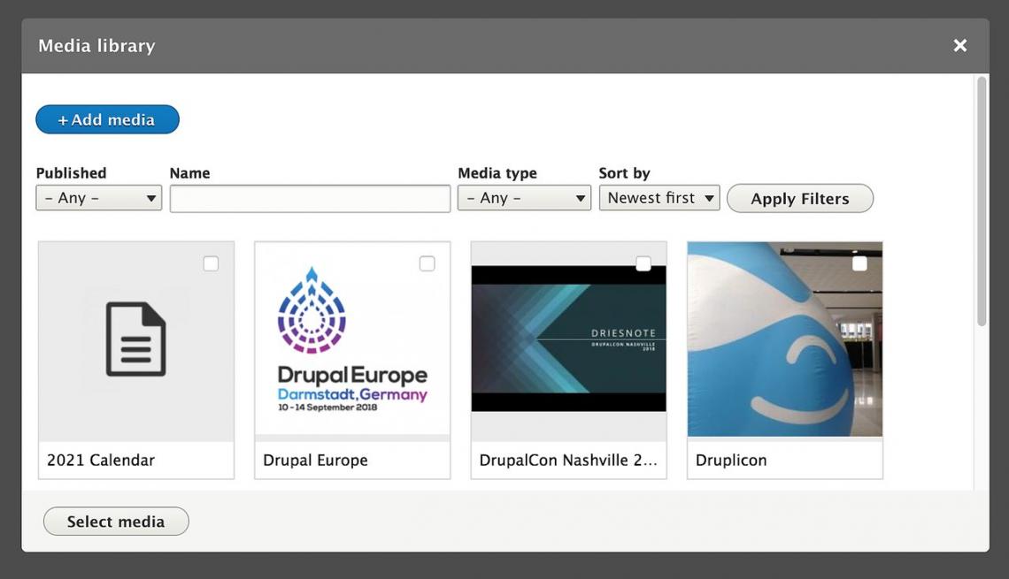 Webdrips Drupal 8 Demo: Use the Built-in Media/Media Library Drupal Modules to Manage Media Assets with Ease